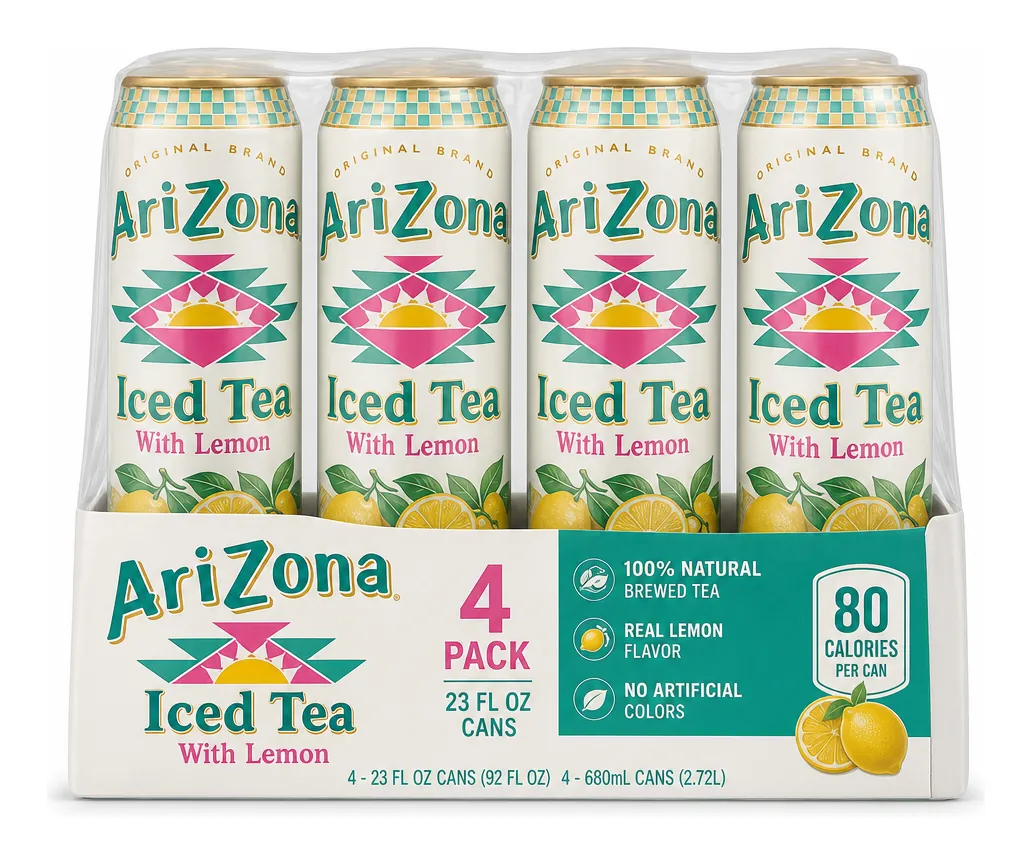 AriZona Iced Tea with Lemon, 23 fl oz Cans, Four-Pack product package