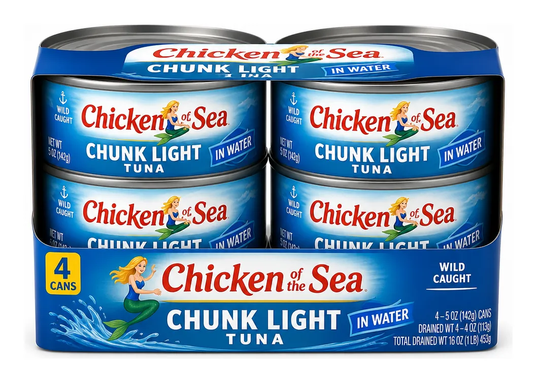 Chicken of the Sea Chunk Light Tuna in Water, 5 oz, Four-Pack product package