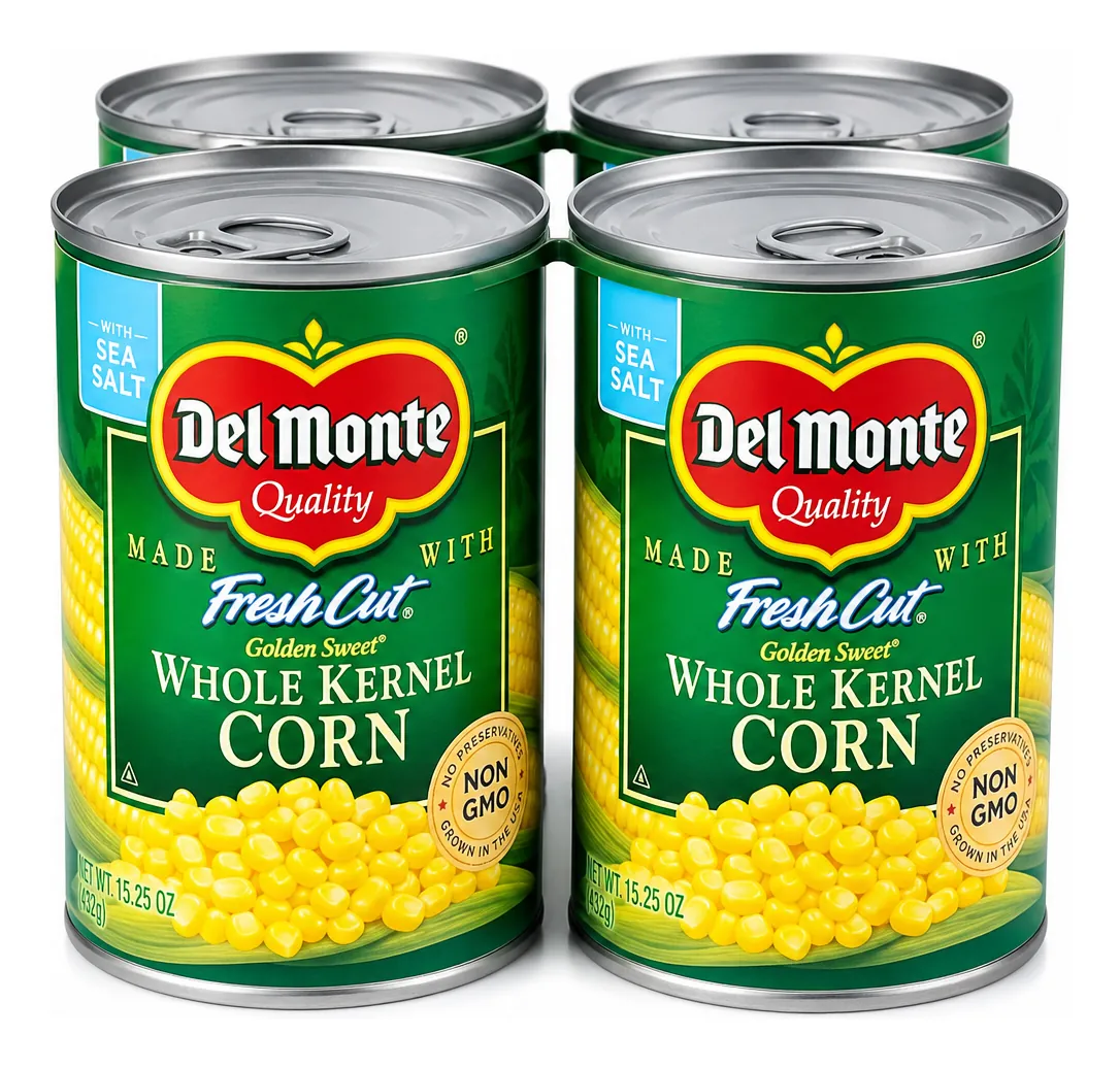 Del Monte Whole Kernel Corn, 15.25 oz, Four-Pack product package
