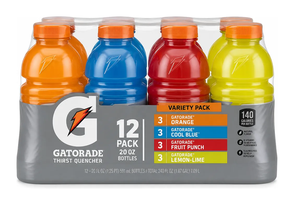 Gatorade Thirst Quencher Variety Pack, 12 fl oz Bottles, 12-Pack product package