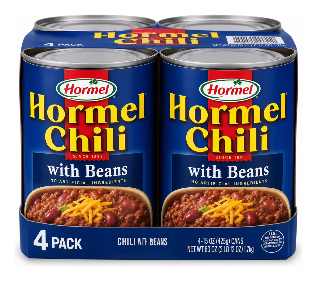 Hormel Chili with Beans, 15 oz, Four-Pack product package