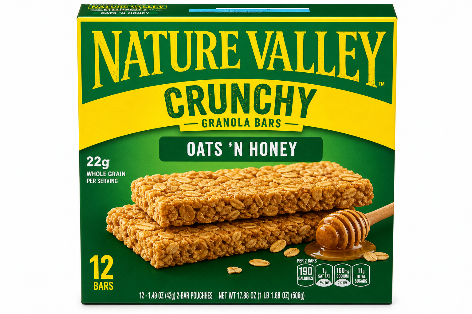 Nature Valley Oats 'n Honey Crunchy Granola Bars, 12 Bars product package