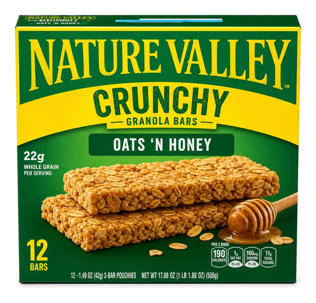 Nature Valley Oats 'n Honey Crunchy Granola Bars, 12 Bars product package
