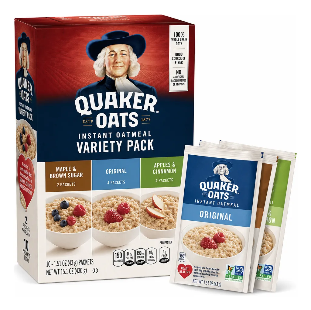 Quaker Instant Oatmeal Variety Pack, 48 Packets product package